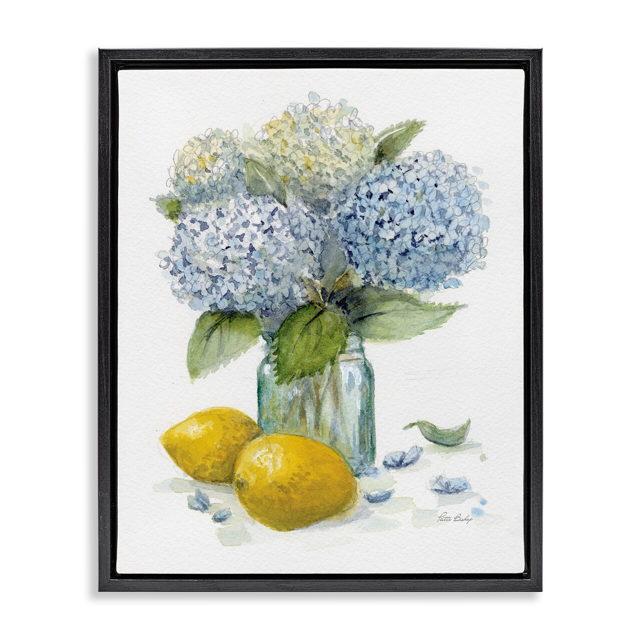 Stupell Industries Hydrangeas & Lemons Vase Floating Frame Design by Patti Bishop